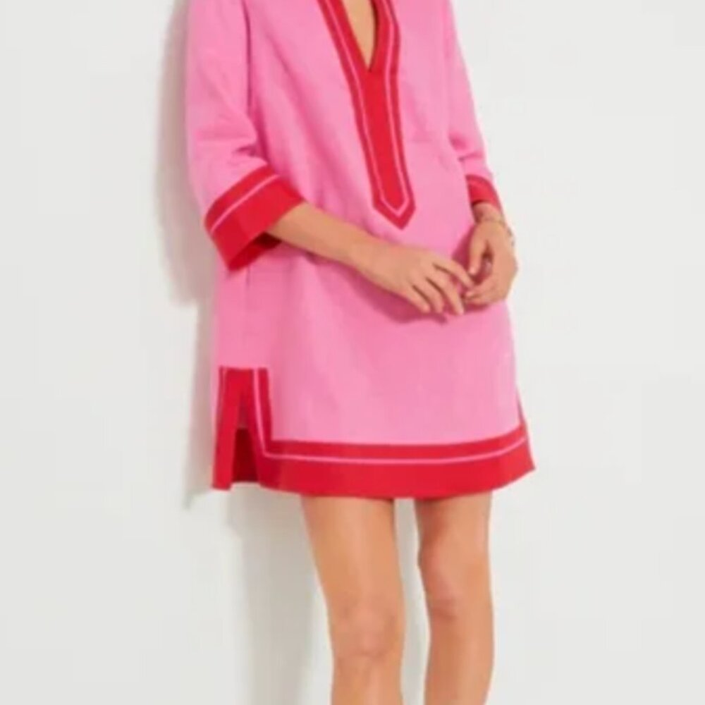 Tuckernuck Pink and Poppy Red Collins Caftan NWT
